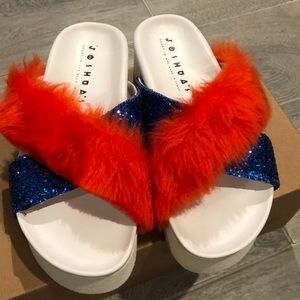 Joshua fur and glitter slides